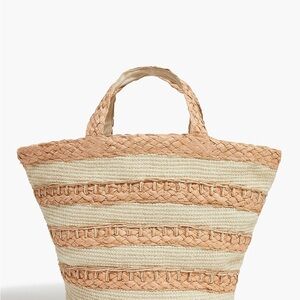 J.Crew Straw Tote Bag - Tan and Cream